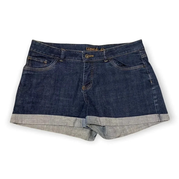 Liquid X  2.5" Denim Jean Shorts Cuffed Hem - Picture 1 of 5